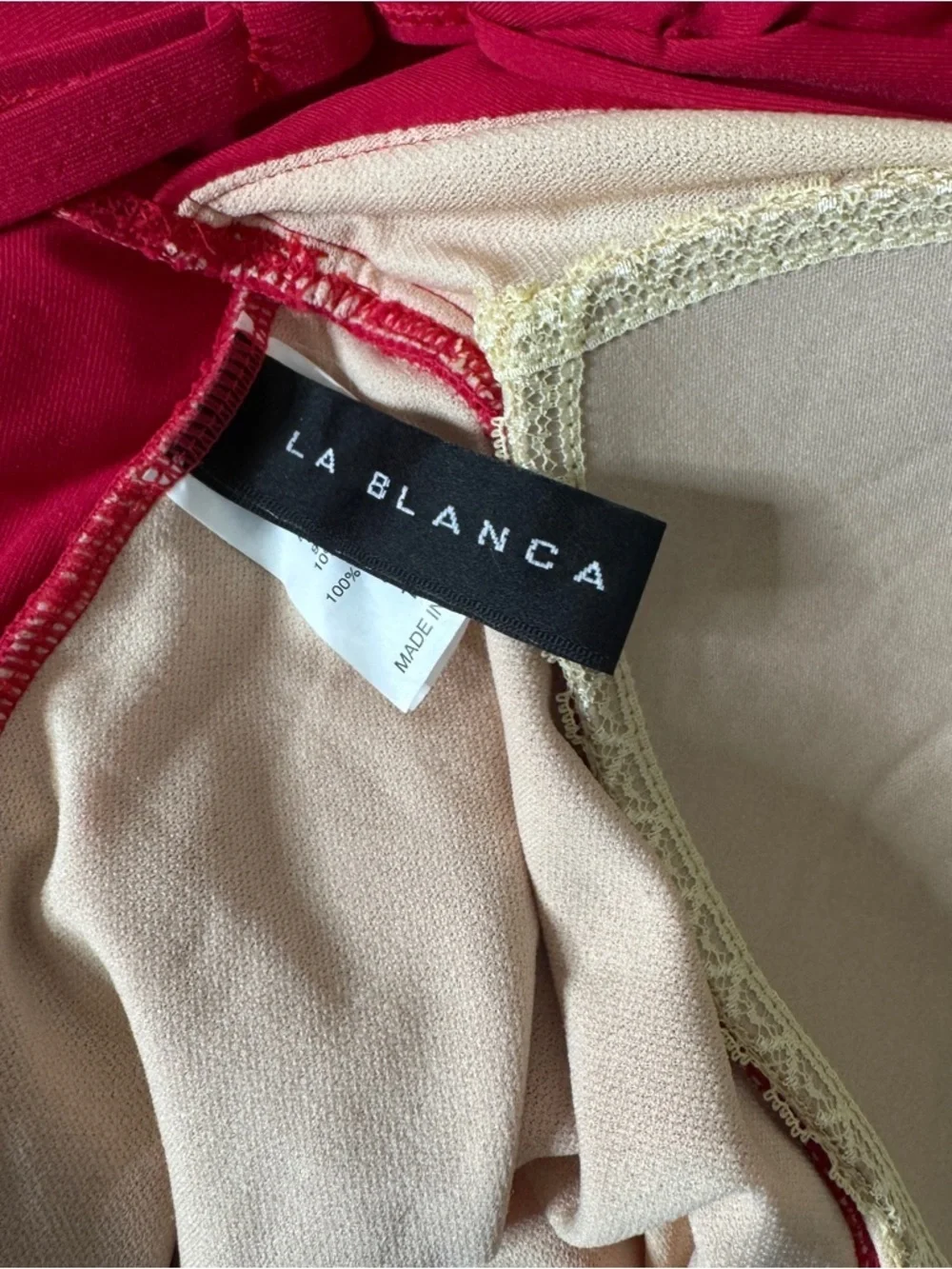 La Blanca Red One Piece Swim Suit Size 12 - Picture 3 of 5
